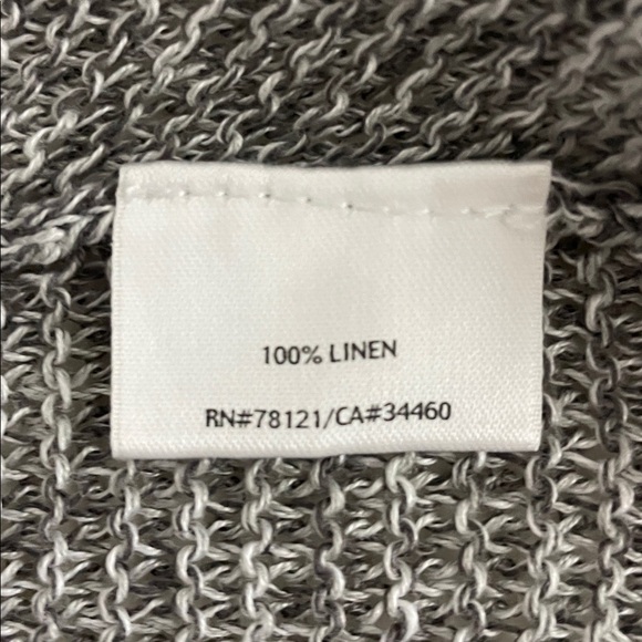 Eileen Fisher Linen Multi-Tonal Mesh Open Cardigan Small Gray Shawl Collar - Picture 4 of 9